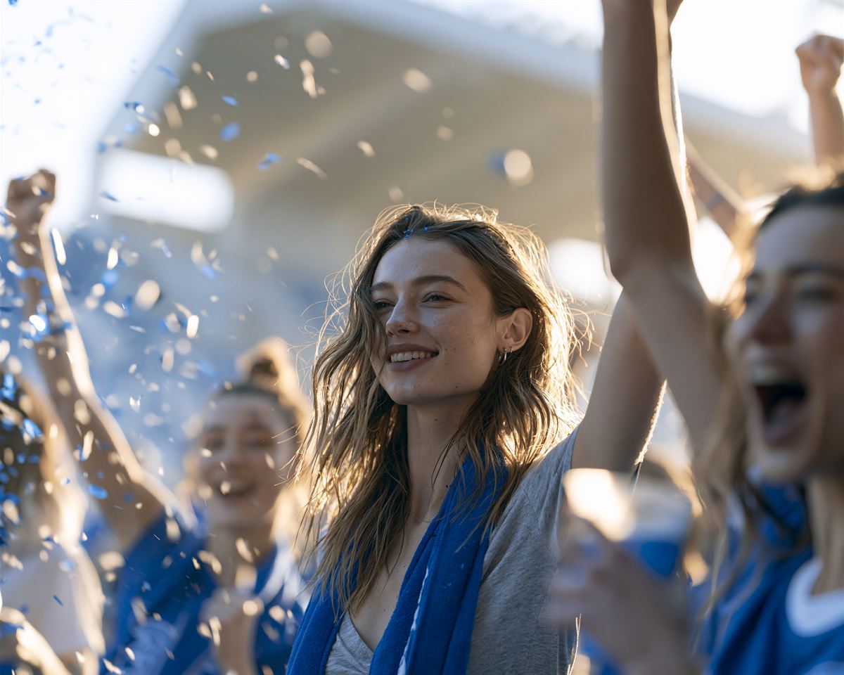 Supporters dans un stade belge par une après-midi ensoleillée
